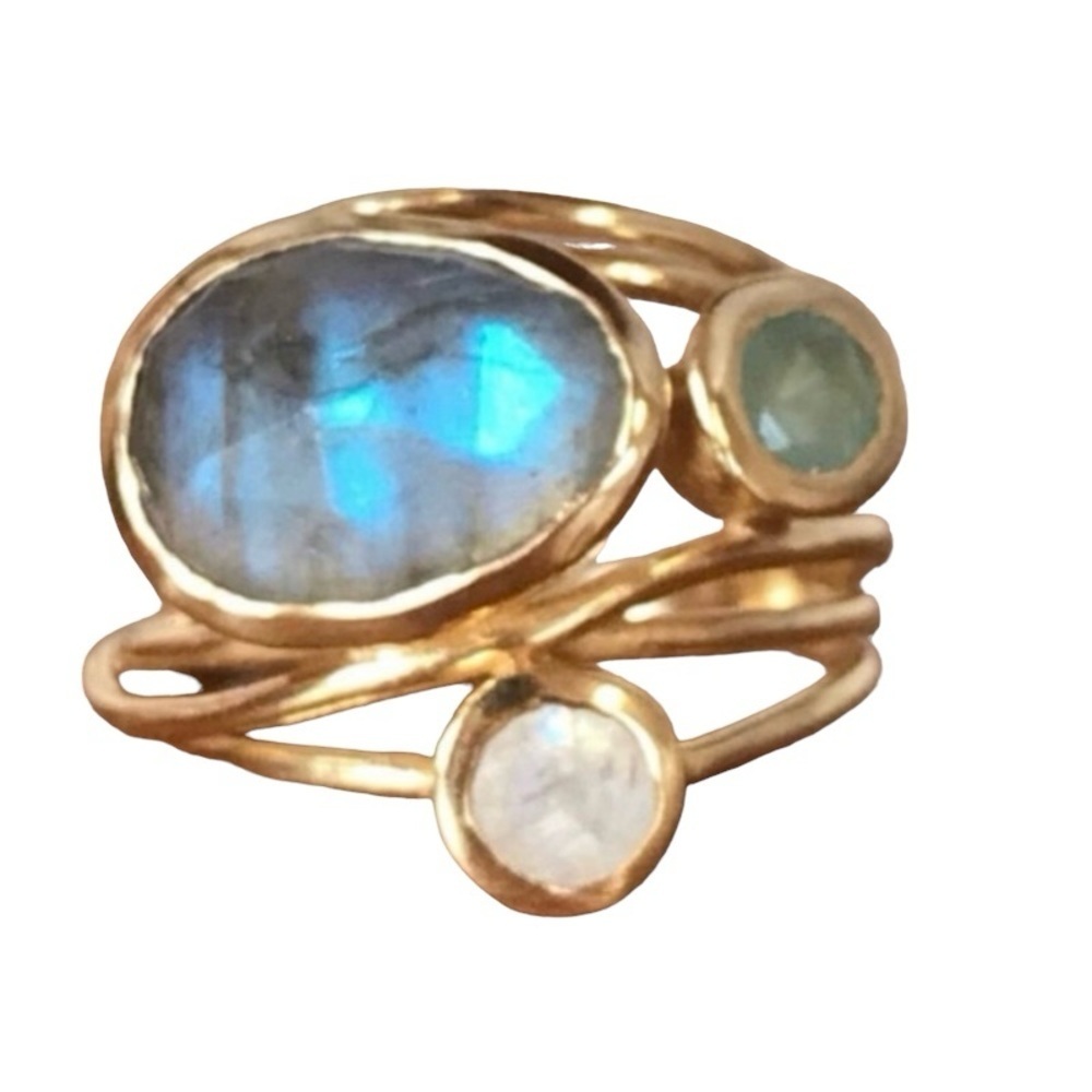 GOLD WIRE WRAPPED Color Changing GEMSTONE RING - Picture 3 of 7
